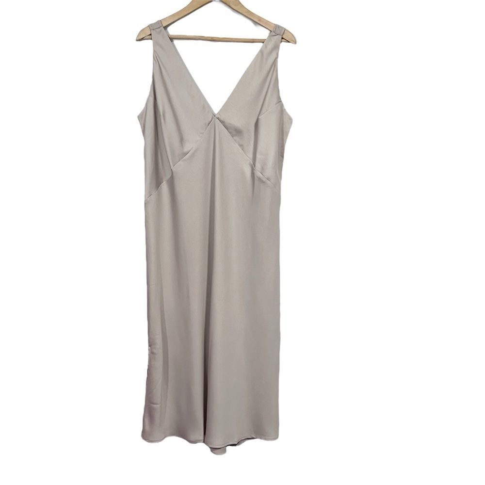 A New Day Cream Satin Sleeveless Midi Slip Dress XXL - Picture 2 of 8
